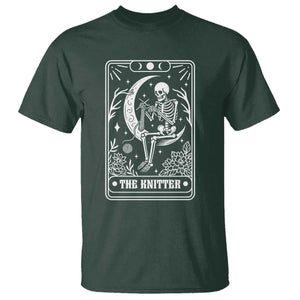 The Knitter Skeleton T Shirt Knitting Lover Gift Tarot Card Graphic TS12 Dark Forest Green Print Your Wear