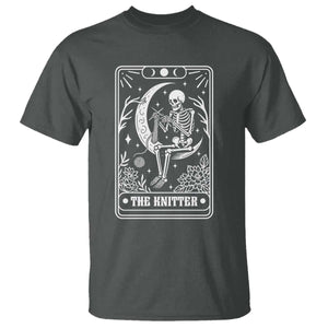 The Knitter Skeleton T Shirt Knitting Lover Gift Tarot Card Graphic TS12 Dark Heather Print Your Wear