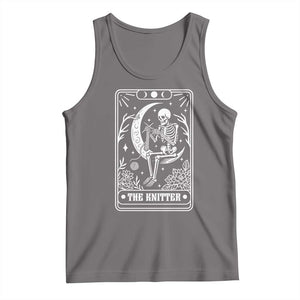 The Knitter Skeleton Tank Top Knitting Lover Gift Tarot Card Graphic TS12 Deep Heather Print Your Wear