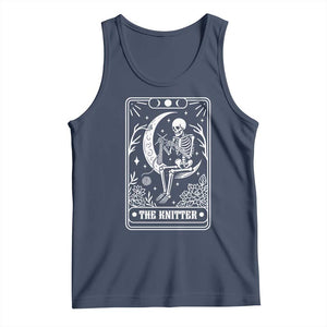 The Knitter Skeleton Tank Top Knitting Lover Gift Tarot Card Graphic TS12 Navy Print Your Wear