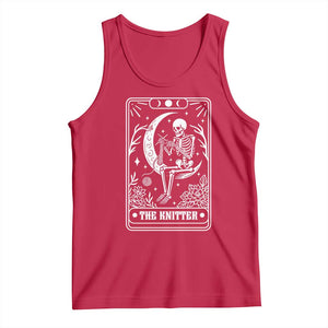 The Knitter Skeleton Tank Top Knitting Lover Gift Tarot Card Graphic TS12 Red Print Your Wear