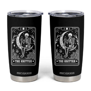 The Knitter Skeleton Tumbler Cup Knitting Lover Gift Tarot Card Graphic TS12 Black Print Your Wear