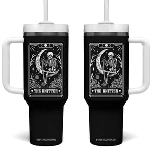 The Knitter Skeleton Tumbler With Handle Knitting Lover Gift Tarot Card Graphic TS12 One Size: 40 oz Black Print Your Wear