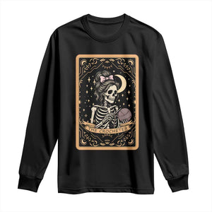 The Crocheter Skeleton Long Sleeve Shirt Crochet Lover Gift Tarot Card Graphic TS12 Black Print Your Wear