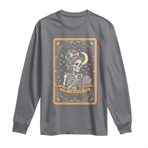 The Crocheter Skeleton Long Sleeve Shirt Crochet Lover Gift Tarot Card Graphic TS12 Charcoal Print Your Wear
