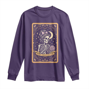 The Crocheter Skeleton Long Sleeve Shirt Crochet Lover Gift Tarot Card Graphic TS12 Purple Print Your Wear