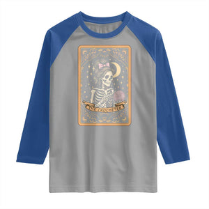 The Crocheter Skeleton Raglan Shirt Crochet Lover Gift Tarot Card Graphic TS12 Sport Gray Royal Print Your Wear