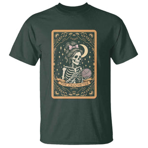 The Crocheter Skeleton T Shirt Crochet Lover Gift Tarot Card Graphic TS12 Dark Forest Green Print Your Wear