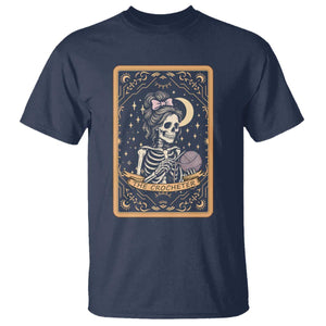 The Crocheter Skeleton T Shirt Crochet Lover Gift Tarot Card Graphic TS12 Navy Print Your Wear