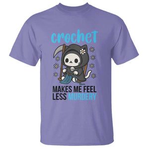 Crochet Makes Me Feel Less Murdery T Shirt Grim Reaper Cat Gift TS12 Violet Print Your Wear