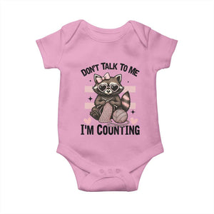 Do Not Talk To Me I Am Counting Baby Onesie Funny Crochet Raccoon TS12 Light Pink Print Your Wear