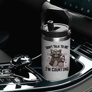 Do Not Talk To Me I Am Counting Flip Straw Tumbler Funny Crochet Raccoon TS12 Print Your Wear