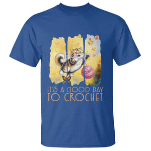 Its A Good Day To Crochet T Shirt Cute Cat Chasing Yarn TS12 Royal Blue Print Your Wear
