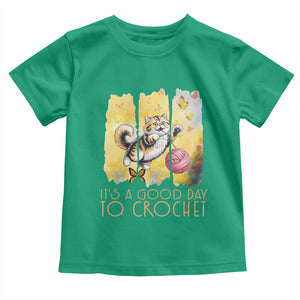 Its A Good Day To Crochet Toddler T Shirt Cute Cat Chasing Yarn TS12 Irish Green Print Your Wear
