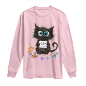 Funny Cat Crochet Lover Long Sleeve Shirt Its Fine I am Fine Everything Is Fine TS12 Light Pink Print Your Wear