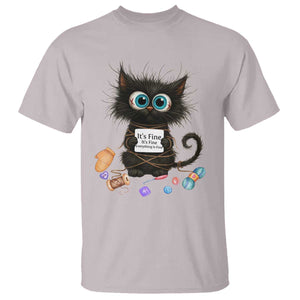 Funny Cat Crochet Lover T Shirt Its Fine I am Fine Everything Is Fine TS12 Ice Gray Print Your Wear