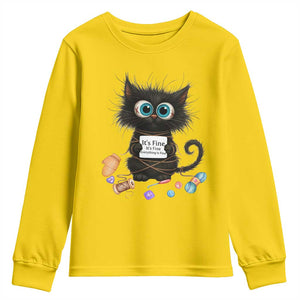 Funny Cat Crochet Lover Youth Sweatshirt Its Fine I am Fine Everything Is Fine TS12 Daisy Print Your Wear