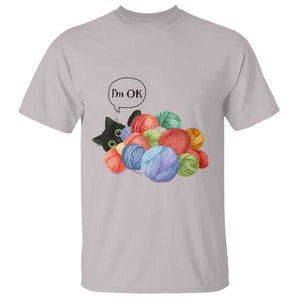 Im OK T Shirt Cat Tangled In Yarn Funny Crochet Gift TS12 Ice Gray Print Your Wear