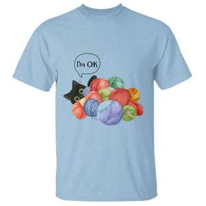 Im OK T Shirt Cat Tangled In Yarn Funny Crochet Gift TS12 Light Blue Print Your Wear