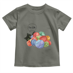 Im OK Toddler T Shirt Cat Tangled In Yarn Funny Crochet Gift TS12 Military Green Print Your Wear
