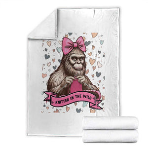 Funny Bigfoot Knitting Throw Blanket Knitter In The Wild TS12 White Print Your Wear