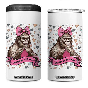 Funny Bigfoot Knitting 4 in 1 Can Cooler Tumbler Knitter In The Wild TS12 One Size: 16 oz White Print Your Wear