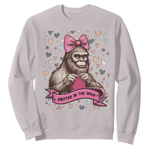 Funny Bigfoot Knitting Sweatshirt Knitter In The Wild TS12 Ice Gray Print Your Wear