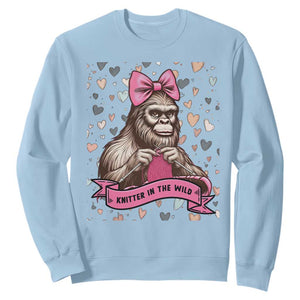 Funny Bigfoot Knitting Sweatshirt Knitter In The Wild TS12 Light Blue Print Your Wear