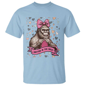 Funny Bigfoot Knitting T Shirt Knitter In The Wild TS12 Light Blue Print Your Wear