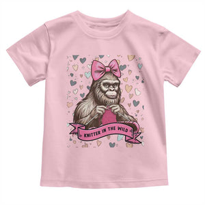 Funny Bigfoot Knitting Toddler T Shirt Knitter In The Wild TS12 Light Pink Print Your Wear
