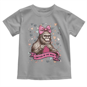 Funny Bigfoot Knitting Toddler T Shirt Knitter In The Wild TS12 Sport Gray Print Your Wear