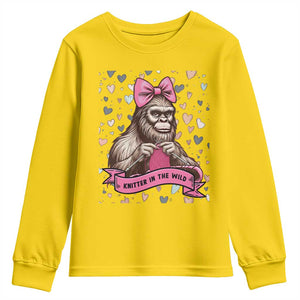 Funny Bigfoot Knitting Youth Sweatshirt Knitter In The Wild TS12 Daisy Print Your Wear
