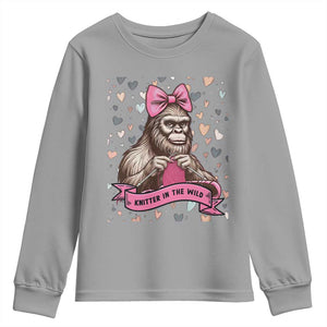 Funny Bigfoot Knitting Youth Sweatshirt Knitter In The Wild TS12 Sport Gray Print Your Wear