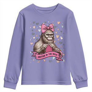 Funny Bigfoot Knitting Youth Sweatshirt Knitter In The Wild TS12 Violet Print Your Wear