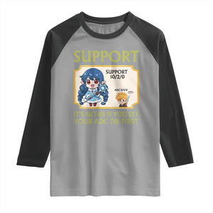Support Main Funny Gaming Quote Raglan Shirt Its No KS If You Let Your ADC Die First TS12 Sport Gray Black Print Your Wear