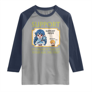 Support Main Funny Gaming Quote Raglan Shirt Its No KS If You Let Your ADC Die First TS12 Sport Gray Navy Print Your Wear