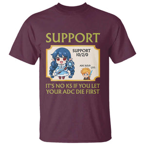 Support Main Funny Gaming Quote T Shirt Its No KS If You Let Your ADC Die First TS12 Maroon Print Your Wear