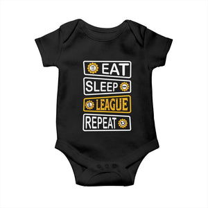 Funny Eat Sleep League Repeat Baby Onesie Gaming Quote Gift For Gamer TS12 Black Print Your Wear
