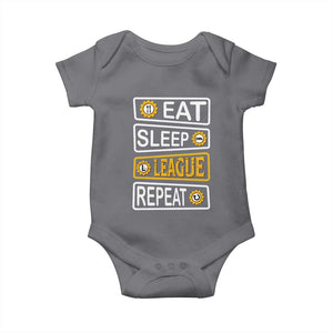 Funny Eat Sleep League Repeat Baby Onesie Gaming Quote Gift For Gamer TS12 Charcoal Print Your Wear
