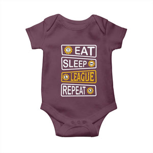 Funny Eat Sleep League Repeat Baby Onesie Gaming Quote Gift For Gamer TS12 Maroon Print Your Wear