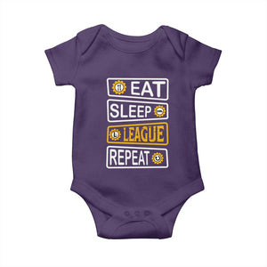 Funny Eat Sleep League Repeat Baby Onesie Gaming Quote Gift For Gamer TS12 Purple Print Your Wear