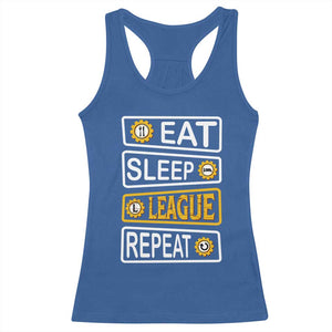 Funny Eat Sleep League Repeat Racerback Tank Top Gaming Quote Gift For Gamer TS12 Royal Blue Print Your Wear