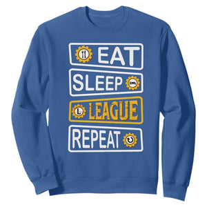 Funny Eat Sleep League Repeat Sweatshirt Gaming Quote Gift For Gamer TS12 Royal Blue Print Your Wear