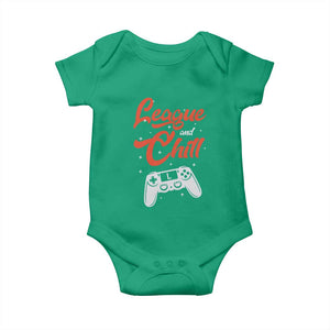 League And Chill Baby Onesie Funny Gaming Quote Gift For Gamer TS12 Irish Green Print Your Wear