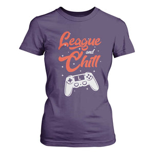 League And Chill T Shirt For Women Funny Gaming Quote Gift For Gamer TS12 Purple Print Your Wear