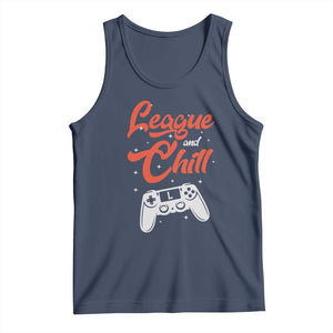 League And Chill Tank Top Funny Gaming Quote Gift For Gamer TS12 Navy Print Your Wear