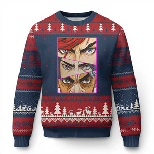 Futuristic Legends Anime Eyes Ugly Christmas Sweater Gift For League Gamer Fans TS12 Navy Red Print Your Wear