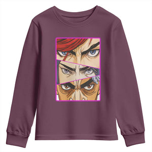 Futuristic Legends Anime Eyes Youth Sweatshirt Gift For League Gamer Fans TS12 Maroon Print Your Wear