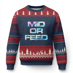 Mid Or Feed Iridescent Effect Ugly Christmas Sweater Funny Game Lover Gift TS12 Navy Red Print Your Wear