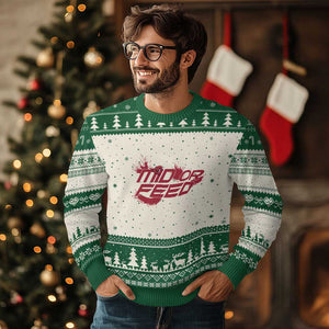 Mid Or Feed Holographic Witch Hat Ugly Christmas Sweater Funny Game Lover Gift TS12 Beige Green Print Your Wear